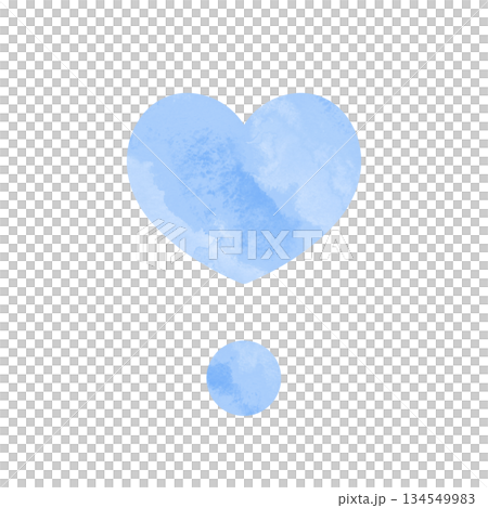 Simple heart exclamation mark hand-painted watercolor illustration light blue Simple heart exclamation mark hand-painted watercolor illustration light blue 134549983