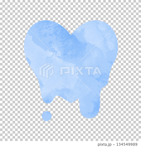 Hand-drawn watercolor illustration of a simple melting heart, light blue Hand-drawn watercolor illustration of a simple melting heart, light blue 134549989
