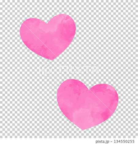 Simple two hearts hand-painted watercolor illustration pink Simple two hearts hand-painted watercolor illustration pink 134550255