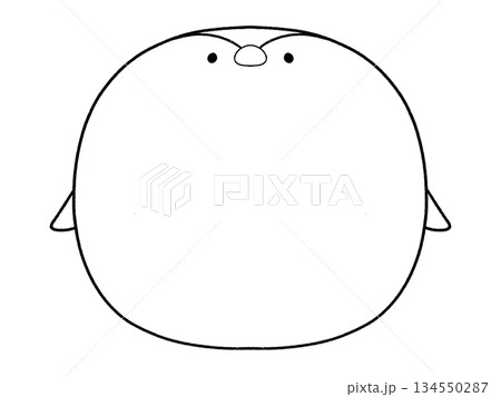 白黒　かわいいペンギンのフレーム 134550287