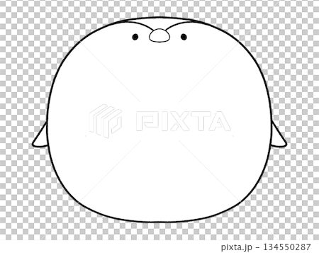 白黒　かわいいペンギンのフレーム 134550287