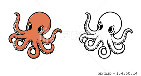 シンプルなタコのアイコンイラスト 134550514