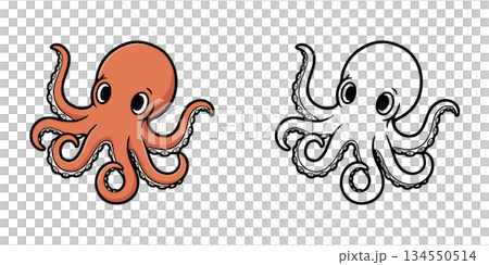 シンプルなタコのアイコンイラスト 134550514
