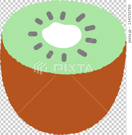 手書き風の単品アイコンイラスト　果物　キウイ 134550760