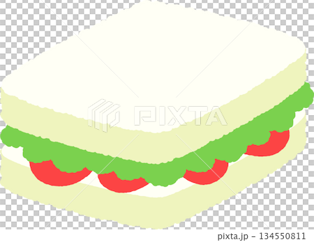 手書き風のアイコン 野菜を挟んだサンドイッチ 手書き風のアイコン 野菜を挟んだサンドイッチ 134550811