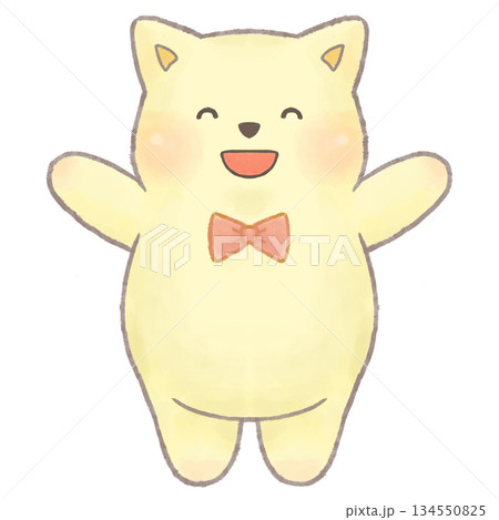 にっこり笑顔で手を広げるかわいいねこのイラスト にっこり笑顔で手を広げるかわいいねこのイラスト 134550825