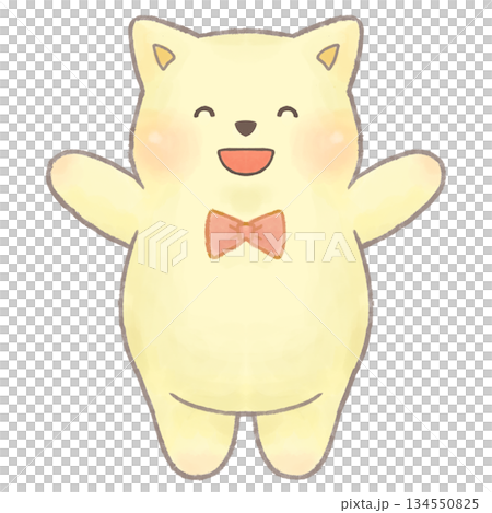 にっこり笑顔で手を広げるかわいいねこのイラスト にっこり笑顔で手を広げるかわいいねこのイラスト 134550825