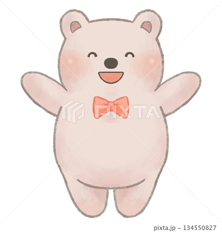 にっこり笑顔で手を広げるかわいいくまのイラスト 134550827