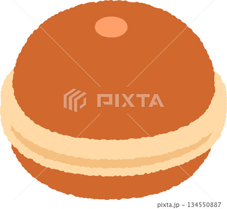 手書き風の単品アイコンイラスト　食べ物　どら焼き 134550887