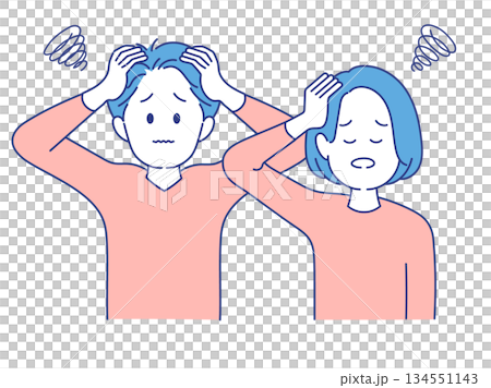 Adult men and women facial expressions illustration troubled pose Adult men and women facial expressions illustration troubled pose 134551143