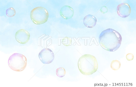 シャボン玉と空の背景イラスト シャボン玉と空の背景イラスト 134551176