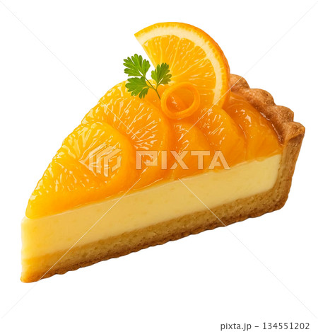 パティシエが丁寧に仕上げたトッピングが美しいオレンジスイーツ 134551202