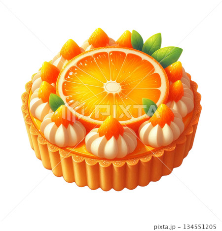 ホイップクリームとフレッシュオレンジで彩られた極上スイーツ 134551205