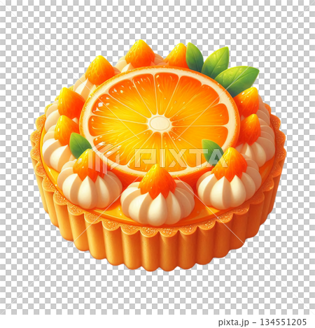 ホイップクリームとフレッシュオレンジで彩られた極上スイーツ 134551205