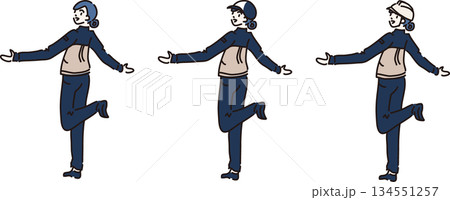 作業服を着た人のイラスト 紺色の制服 作業服を着た人のイラスト 紺色の制服 134551257