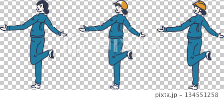 Illustration of a person wearing work clothes Blue uniform Illustration of a person wearing work clothes Blue uniform 134551258