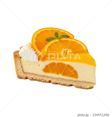 シズル感あふれるナパージュ仕上げのオレンジカットケーキ 134551260