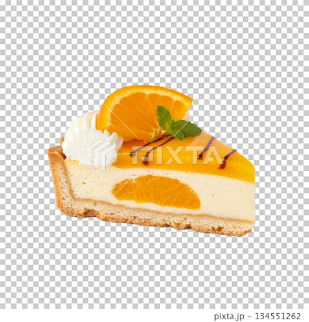 シンプルな白バックで素材の鮮やかさが引き立つタルトの一切れ 134551262