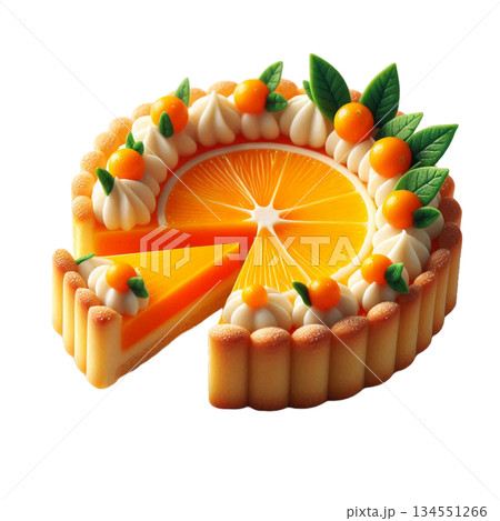 断面までこだわりを感じさせる美しい円形のオレンジスイーツ 134551266