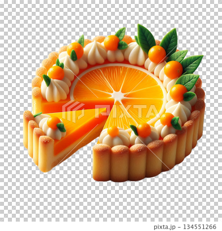断面までこだわりを感じさせる美しい円形のオレンジスイーツ 134551266