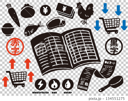 家計簿のベクターイラスト|家計管理・節約・お金の記録素材 家計簿のベクターイラスト|家計管理・節約・お金の記録素材 134551275