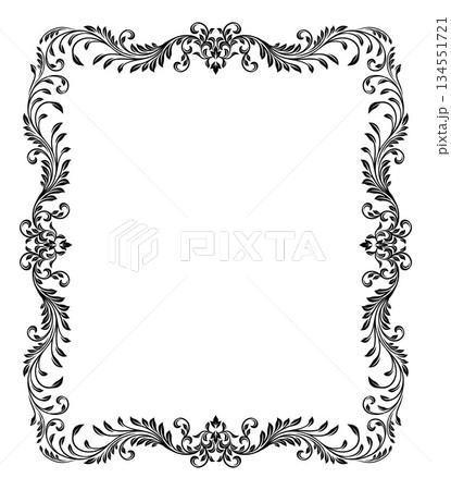 Filigree Heraldic Crest Motif Floral Pattern Frame 134551721