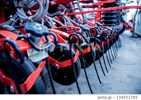 Modern agricultural machinery and equipment. Industrial details. Modern agricultural machinery and equipment. Industrial details. 134551785