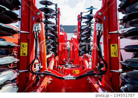 Modern agricultural machinery and equipment. Industrial details. Modern agricultural machinery and equipment. Industrial details. 134551787