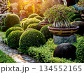 Luxury landscape design of the tropical garden.  134552165
