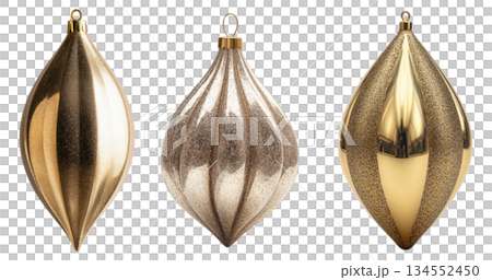 Gold teardrop Christmas ornaments 134552450
