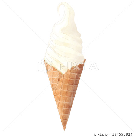 バニラ味のソフトクリーム 水彩 134552924