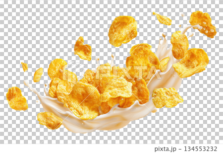 Golden Corn Flakes Cereal Splash Golden Corn Flakes Cereal Splash 134553232