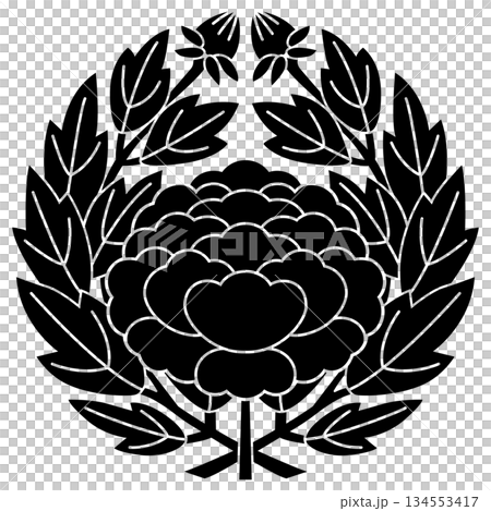 This is the family crest of Araki Motokiyo and Araki Murashige. It is called the embracing peony. 134553417