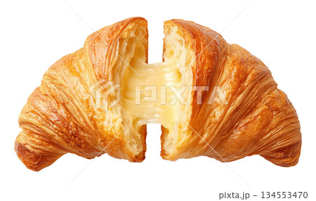 Fresh Croissant Split in Half 134553470