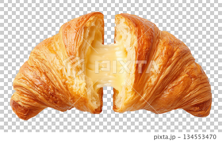 Fresh Croissant Split in Half 134553470