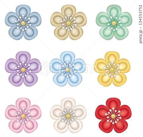 つまみ細工 梅の花のセット つまみ細工 梅の花のセット 134553752
