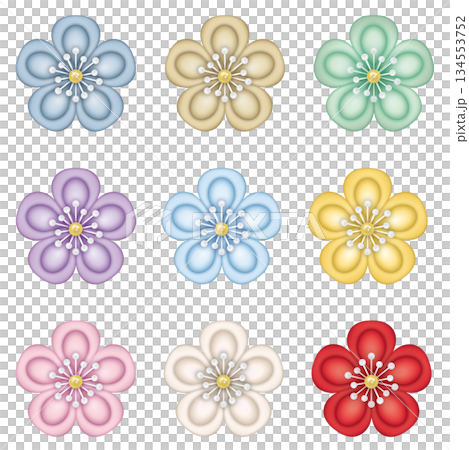 つまみ細工 梅の花のセット つまみ細工 梅の花のセット 134553752