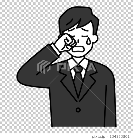 身著喪服的哭泣男子 134553801