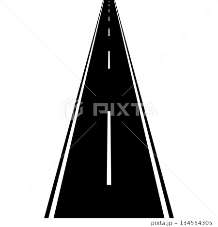Perspective road with dashed lines, depth illusion, travel motion graphic design 134554305