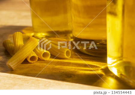 pasta with oil bottles pasta with oil bottles 134554443