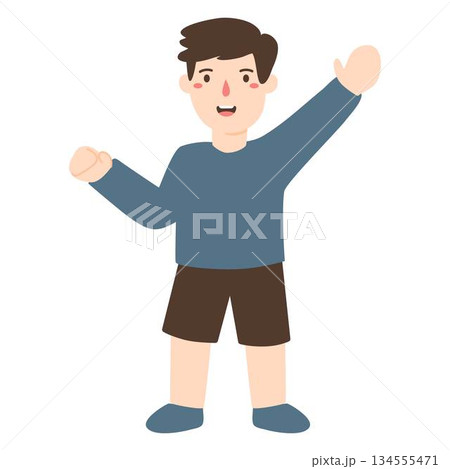 Boy Raising His Hand illustration Boy Raising His Hand illustration 134555471