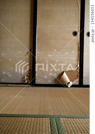 古い日本家屋のふすまと畳 134556051