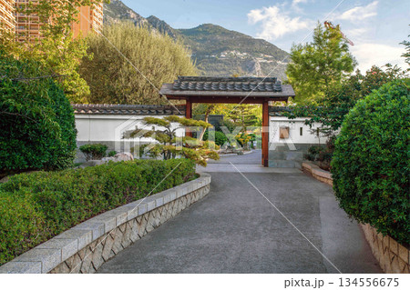 Entrance to Japanese garden in Monaco (Monte Carlo) 134556675