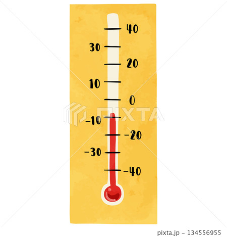 温度計 水彩風手描きベクターイラスト 温度計 水彩風手描きベクターイラスト 134556955