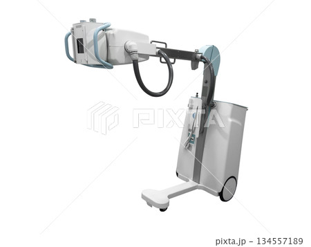X-ray machine as medical scanner quipment isolated on white background. Mobile x-ray machine isolated. Medical and science squipment. 134557189