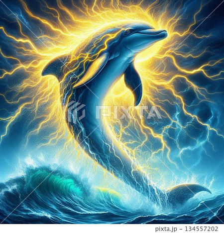 黄金のオーラをまとったイルカ 134557202
