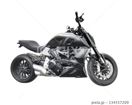 Motorcycle isolated on white background. Side view sport black motorcycle isolated. Motorcycle isolated on white background. Side view sport black motorcycle isolated. 134557209