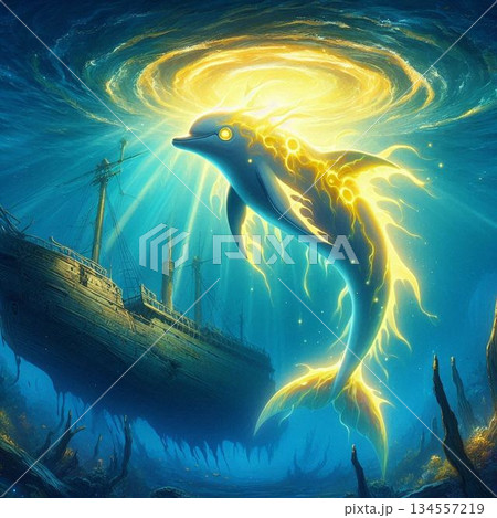 黄金のオーラをまとったイルカ 134557219