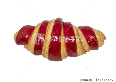 Fresh baked croissant isolated on white background. Delicious french croissant isolated. Fresh baked croissant isolated on white background. Delicious french croissant isolated. 134557225