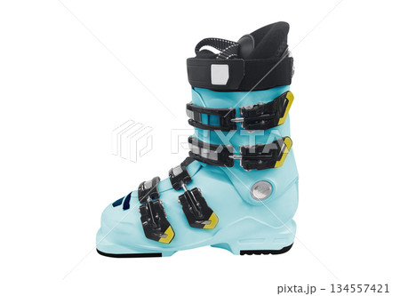 Ski boots isolated on white background.  Modern sport equipment isolated. 134557421